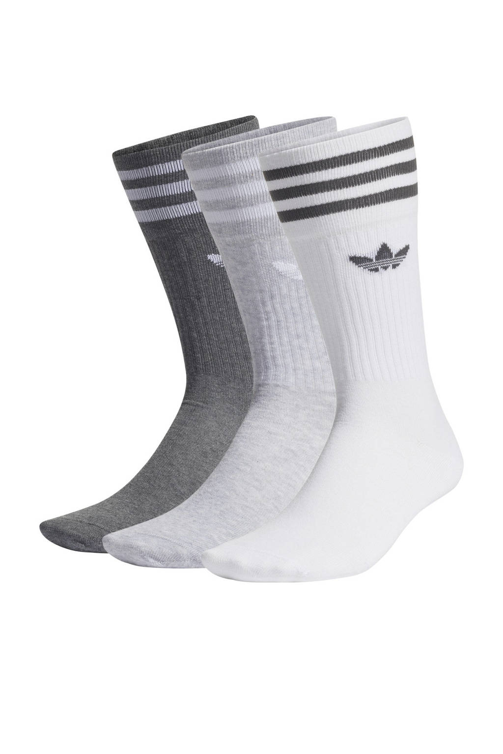 adidas Originals Adicolor sokken - set van 3 wit/grijs melange/donkergrijs