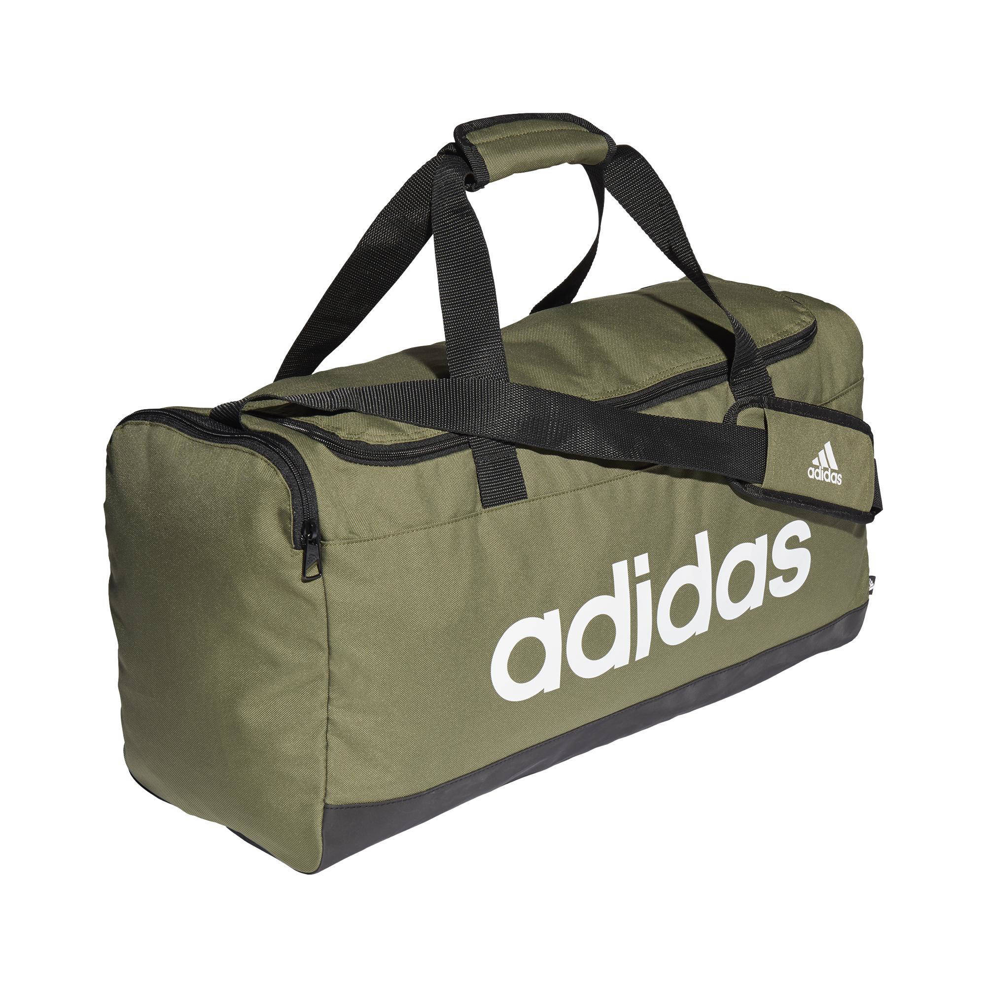 adidas Performance sporttas Lineair Duffel M 35L olijfgroen/zwart/wit |  wehkamp
