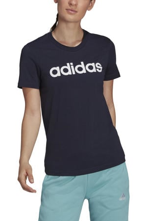 sport T-shirt donkerblauw/wit