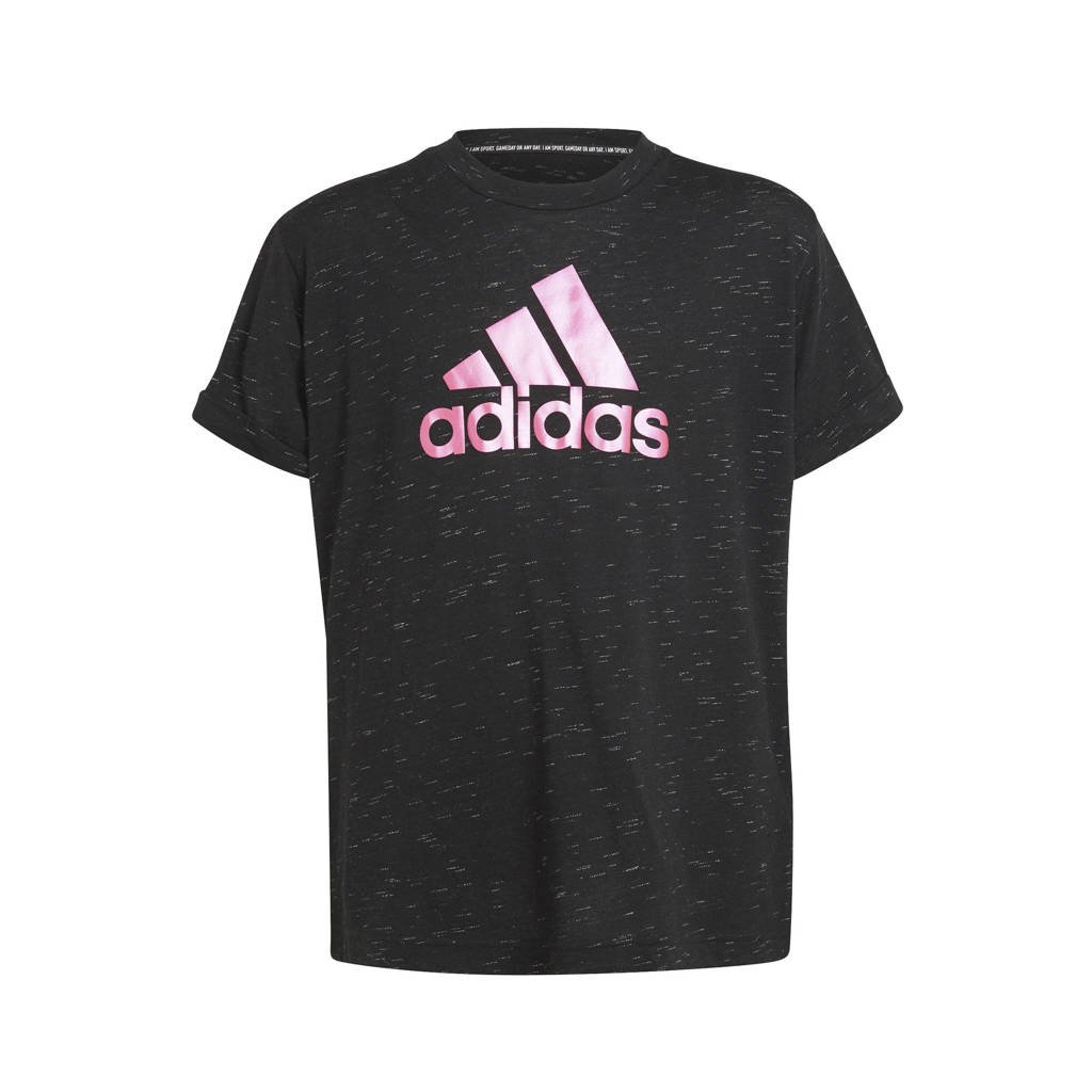 adidas Performance sport T-shirt zwart/fuchsia, Zwart/fuchsia