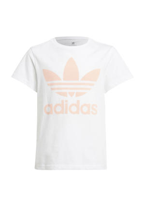 Adicolor T-shirt wit/lichtroze