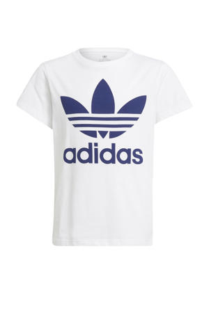 Adicolor T-shirt wit/donkerblauw