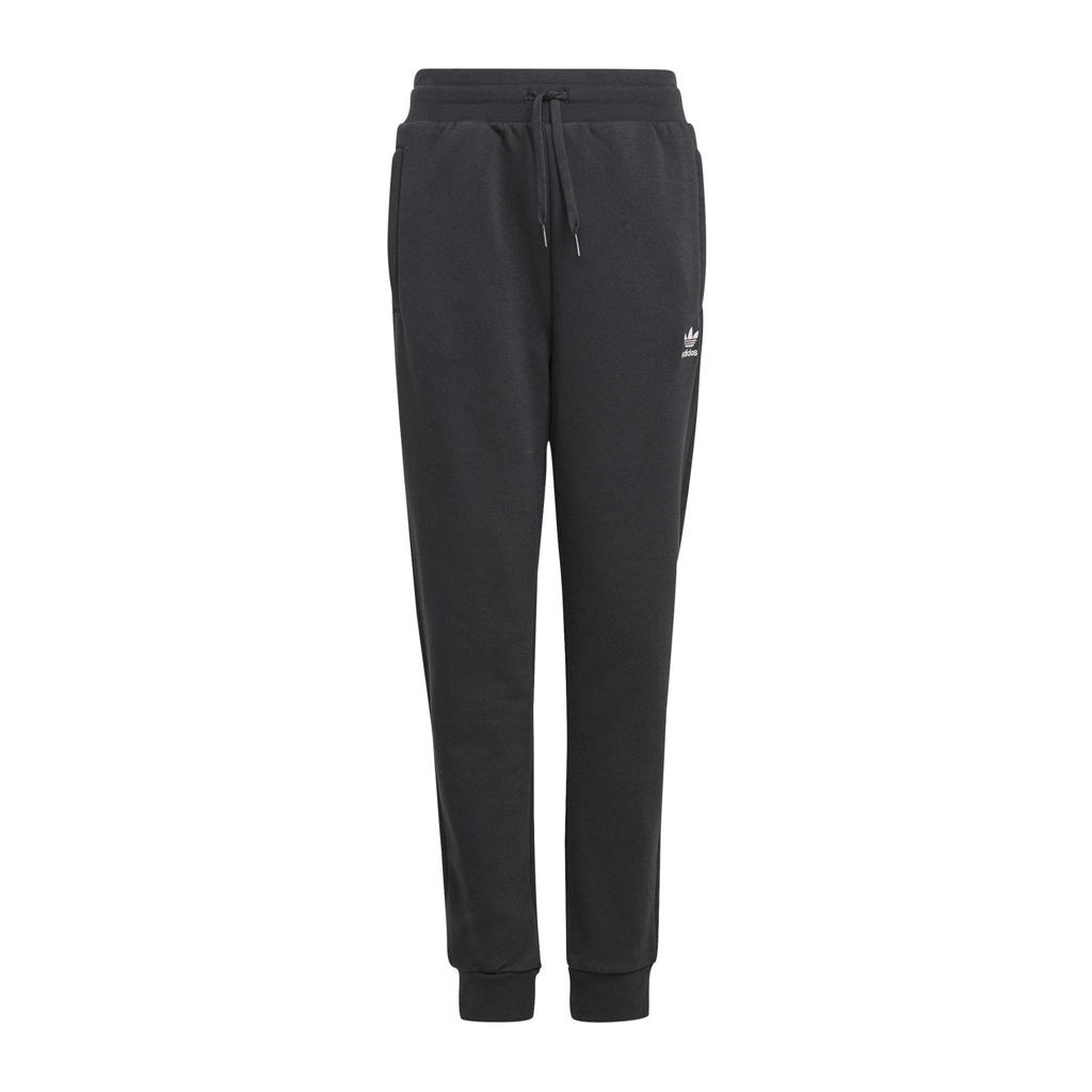 Zwart en witte jongens en meisjes adidas Originals regular fit joggingbroek Adicolor van katoen met elastische tailleband met koord
