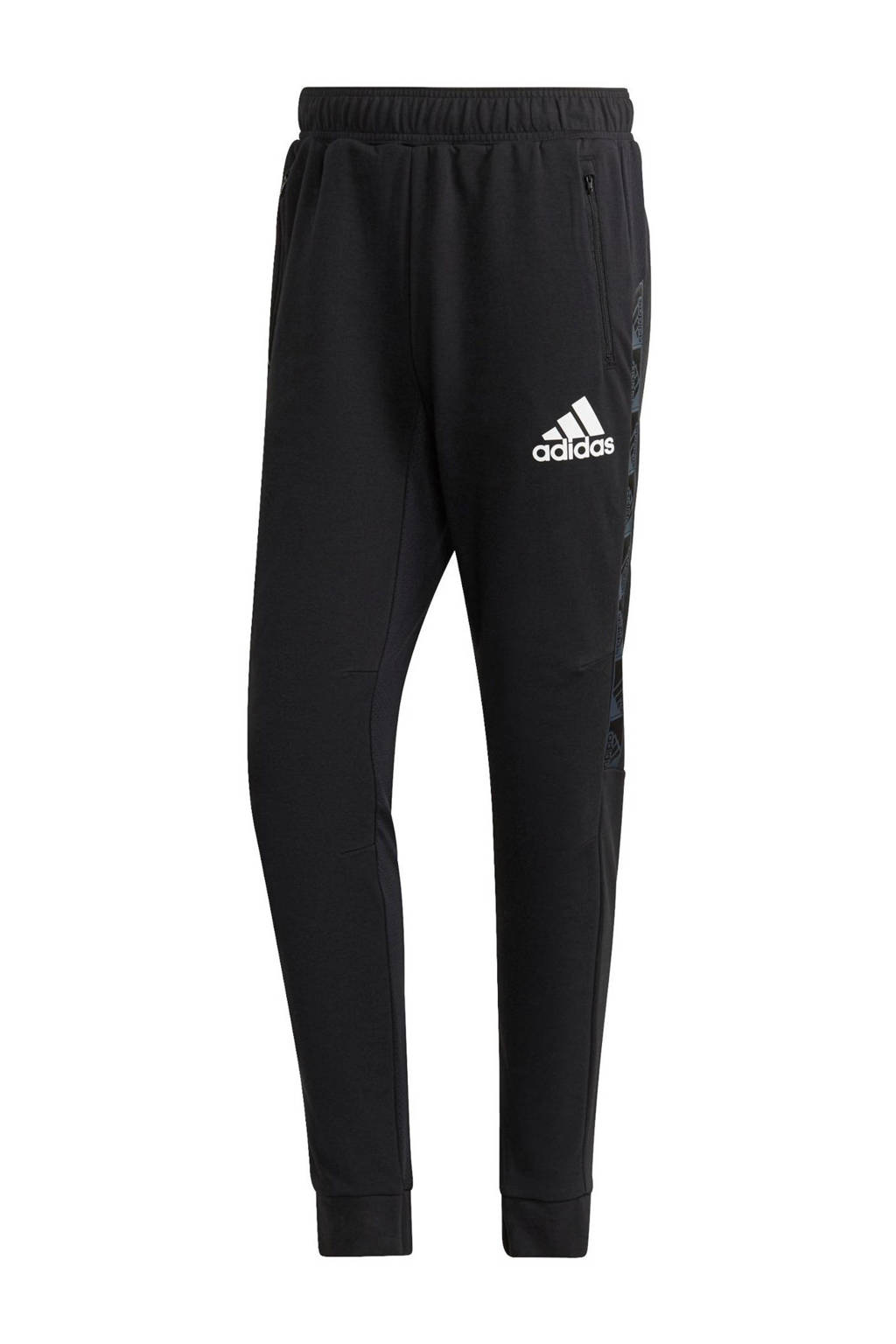 Zwart en witte heren adidas Performance joggingbroek van katoen met regular fit, regular waist en logo dessin