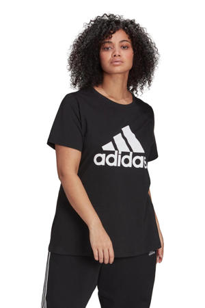 Plus Size sport T-shirt zwart/wit