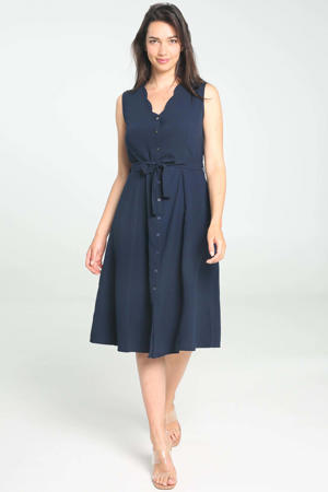 jurk met plooien donkerblauw