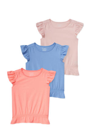T-shirt - set van 3 roze/blauw