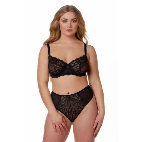 After Eden D-cup & up high waist string Nature Friendly zwart afbeelding