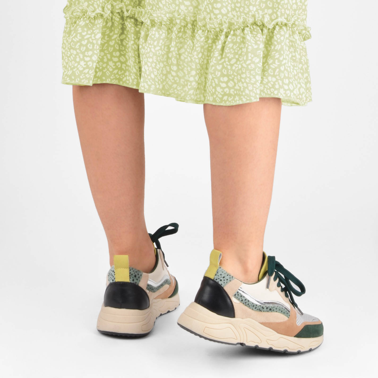 POSH by Poelman Carocel sneakers met panterprint groen/multi | wehkamp
