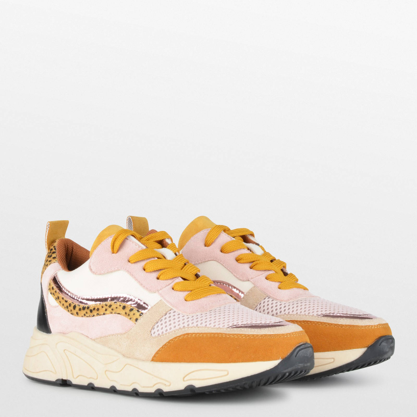 PS Poelman Carocel sneakers met panterprint oranje/roze | wehkamp