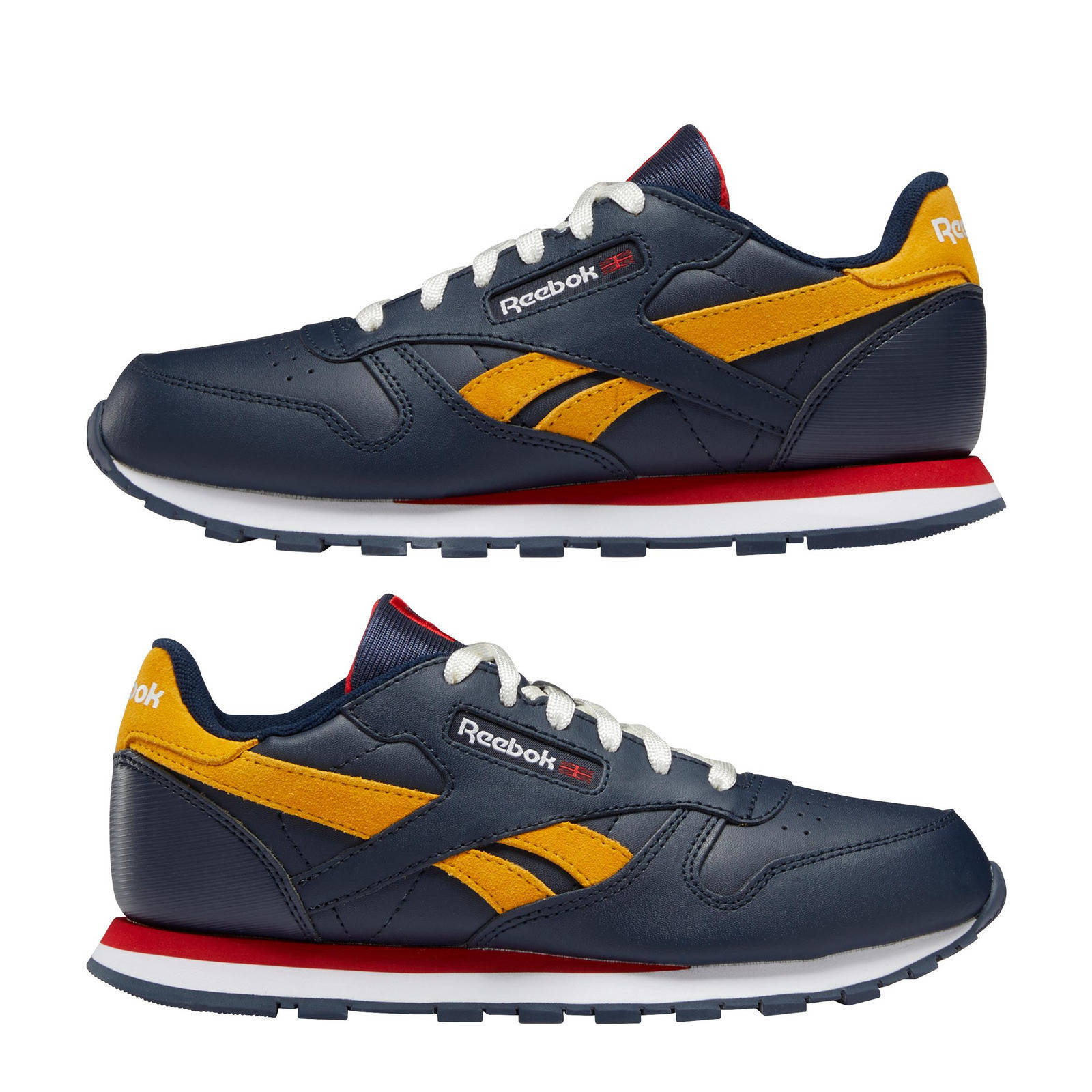 Reebok Classics Classic Leather sneakers donkerblauw/rood/geel | wehkamp