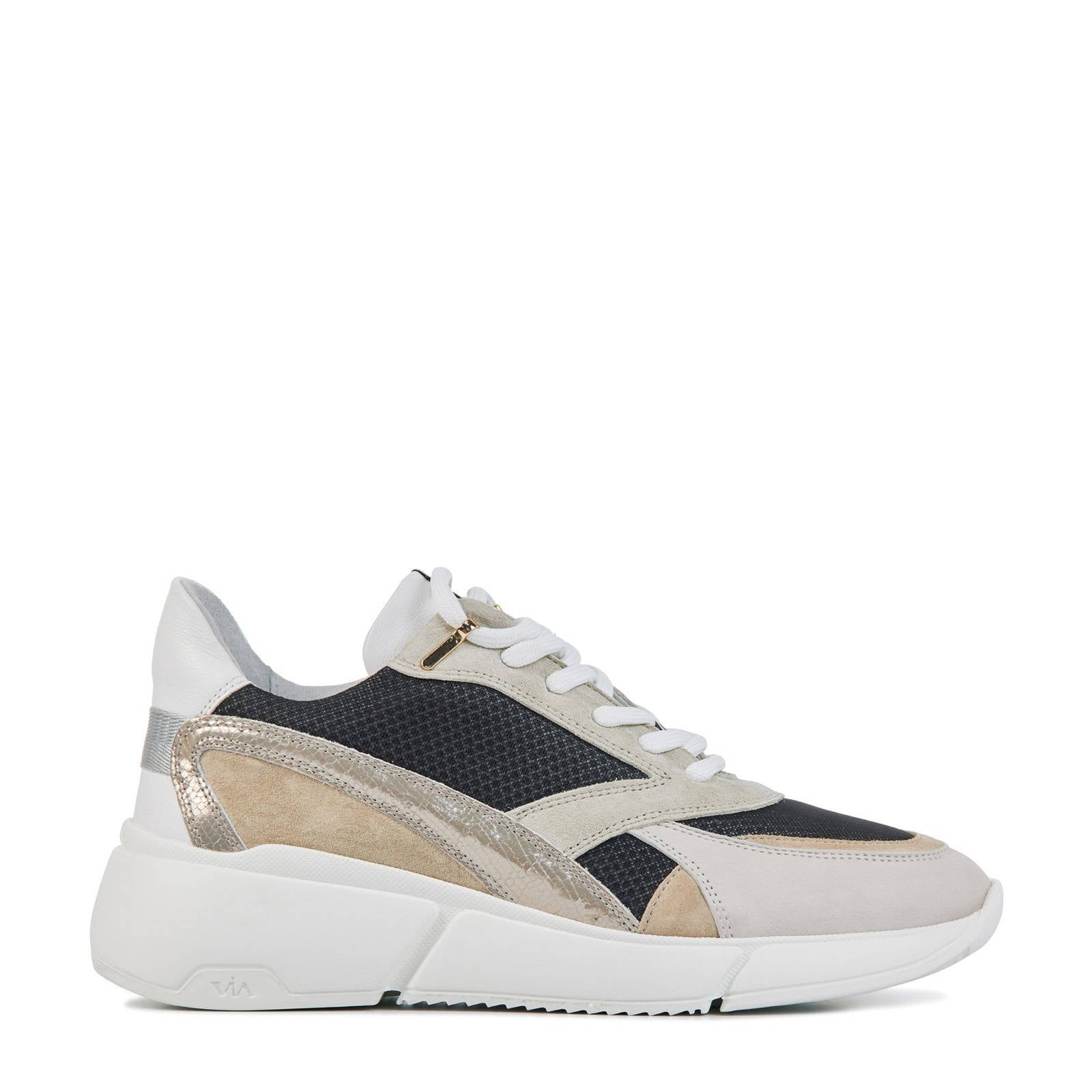 Via Vai 5603029 suède chunky sneakers beige/zwart | wehkamp