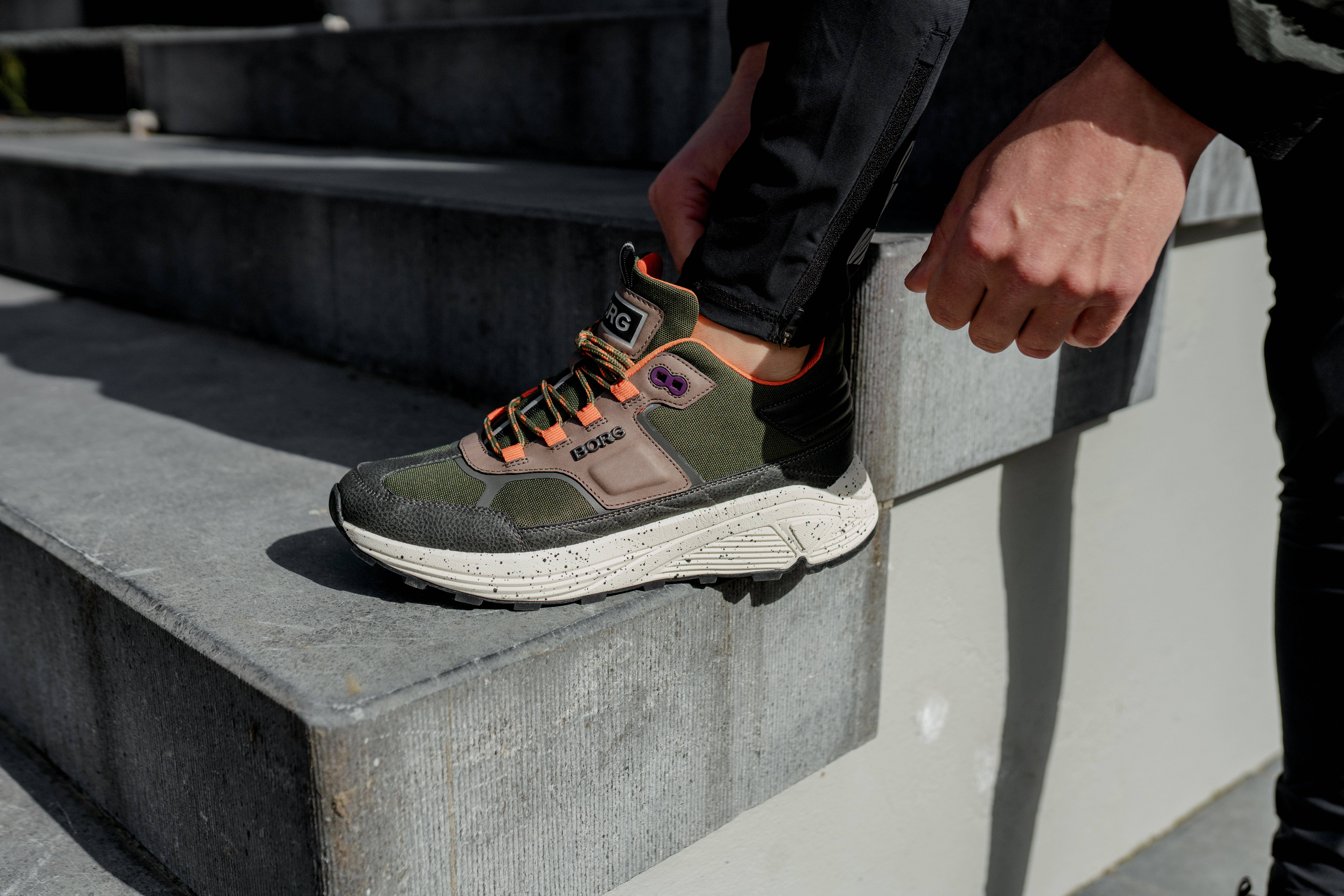 Björn Borg R1300 MID CTR M sneakers olijfgroen/oranje | wehkamp