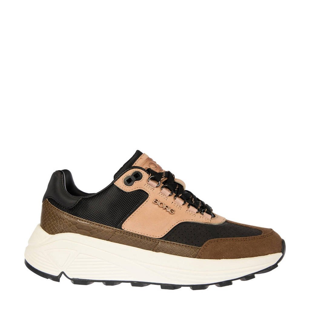 Björn Borg R1300 CTR EXT W leren sneakers zwart/roze/bruin, Zwart/Bruin/Beige