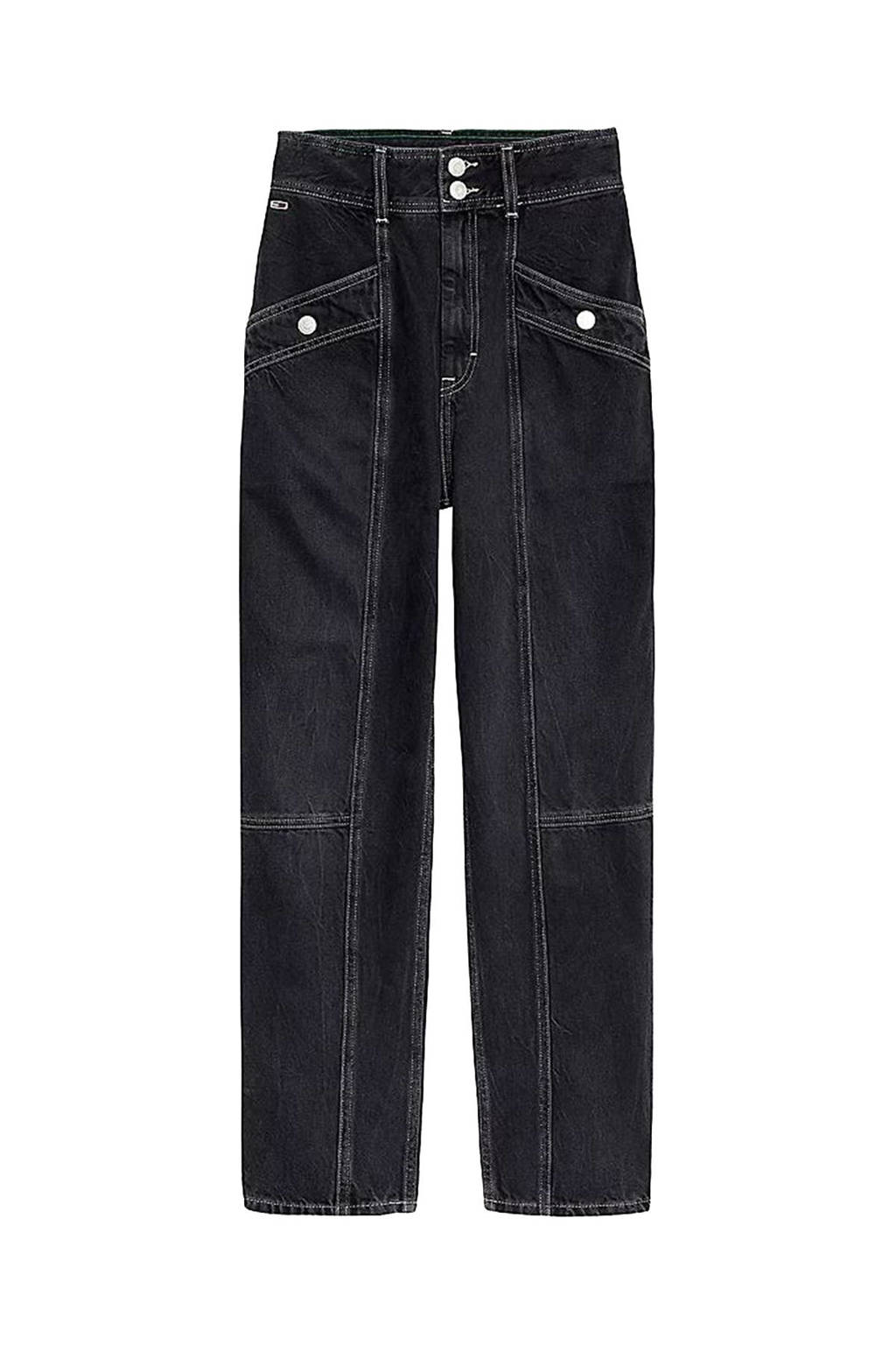Tommy Jeans high waist straight fit broek zwart denim, Zwart denim
