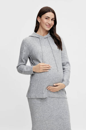 gemêleerde zwangerschaps- en voedingshoodie MLYAMILLA van gerecycled polyester grijs