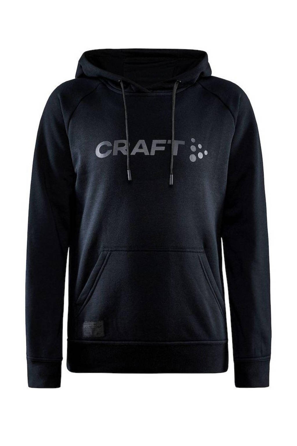 Zwarte dames Craft hoodie Core van polyester met logo dessin, lange mouwen en capuchon