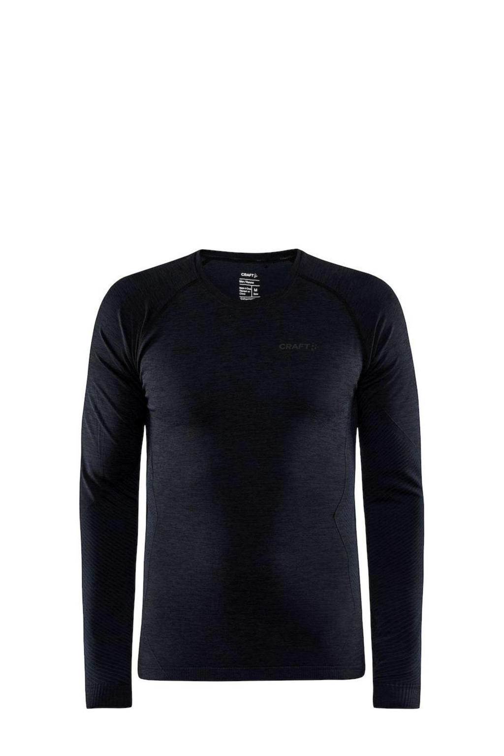Zwarte heren Craft thermoshirt Core Dry Active Comfort van polyester met effen, lange mouwen en ronde hals