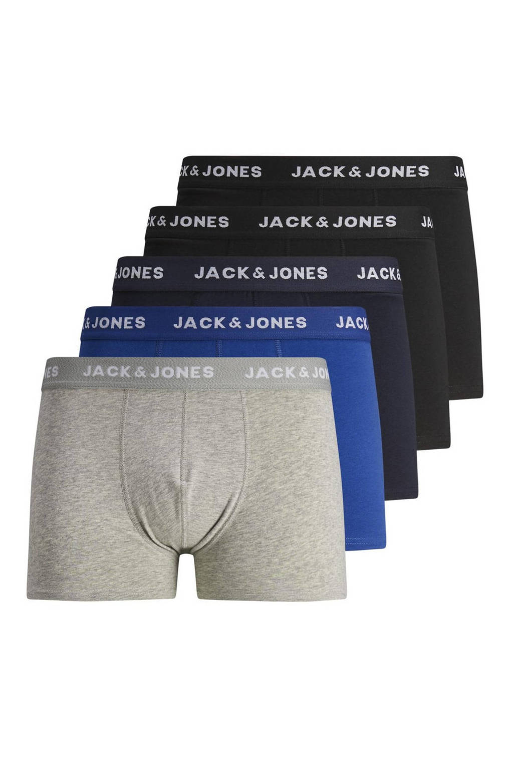JACK & JONES PLUS SIZE boxershort (set van 5), Grijs/blauw/zwart