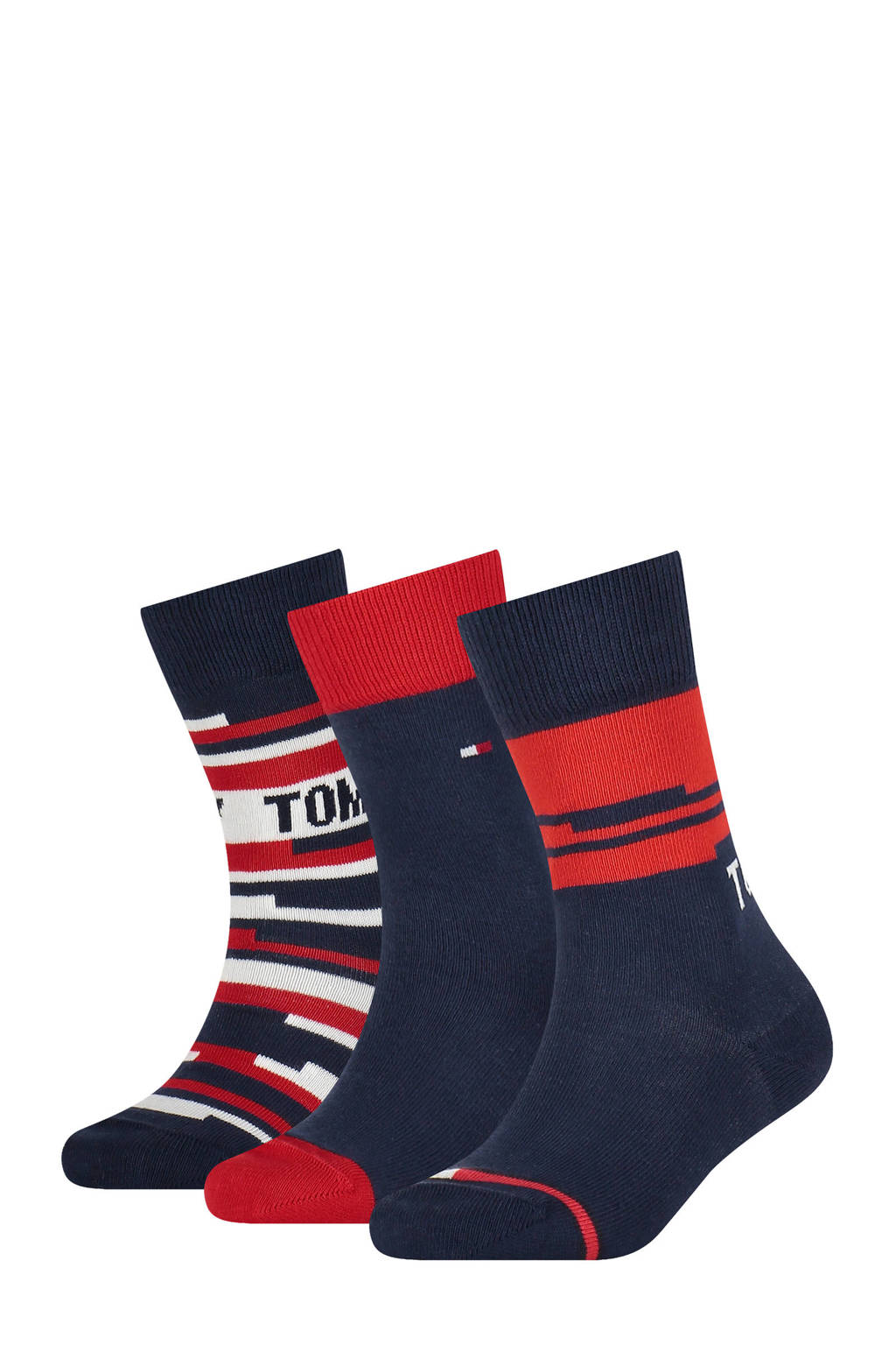 Tommy Hilfiger sokken - set van 3 donkerblauw/rood, Donkerblauw/rood