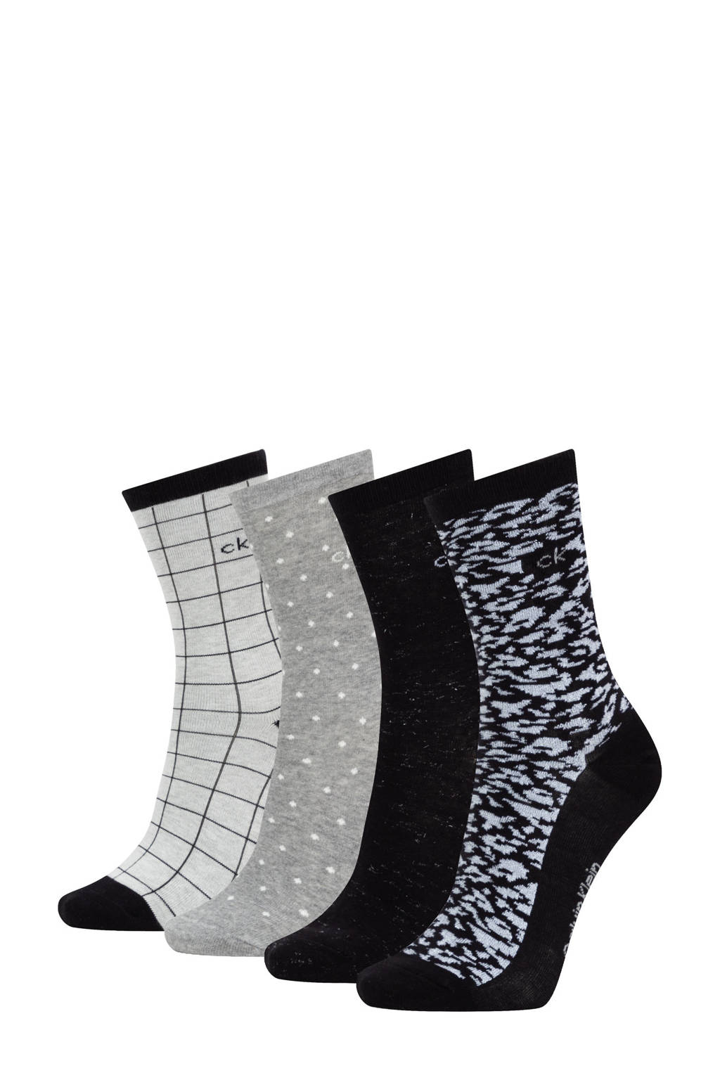CALVIN KLEIN sokken - set van 4 zwart/grijs, Zwart/grijs