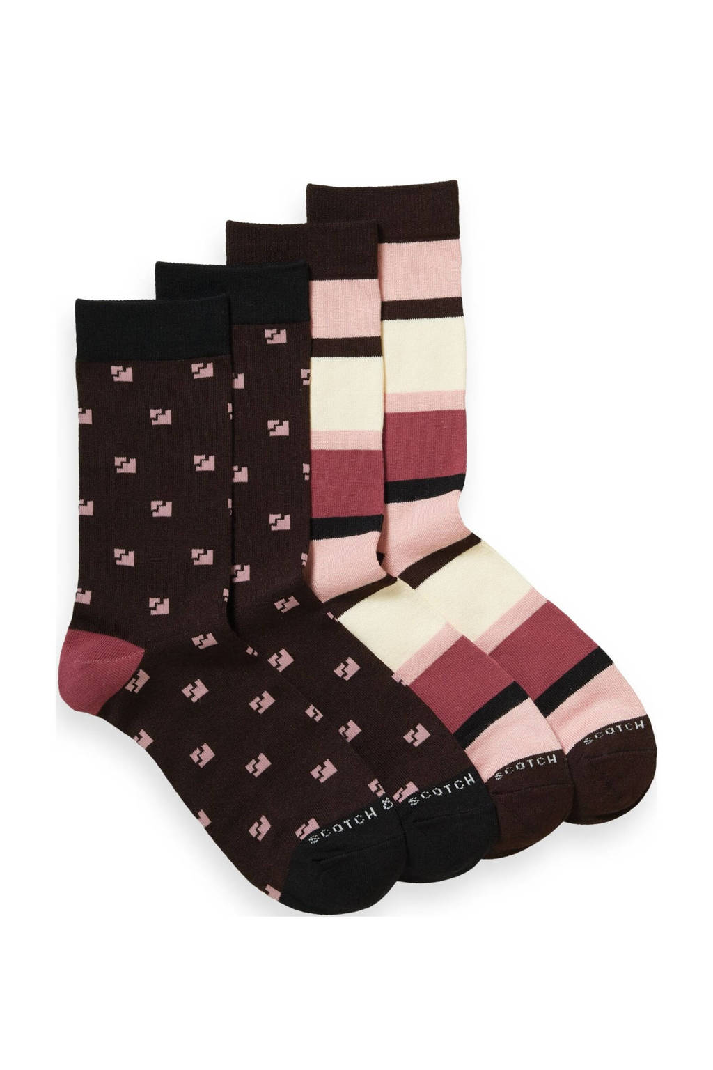 Scotch & Soda sokken - set van 2 zwart/roze, Zwart/roze