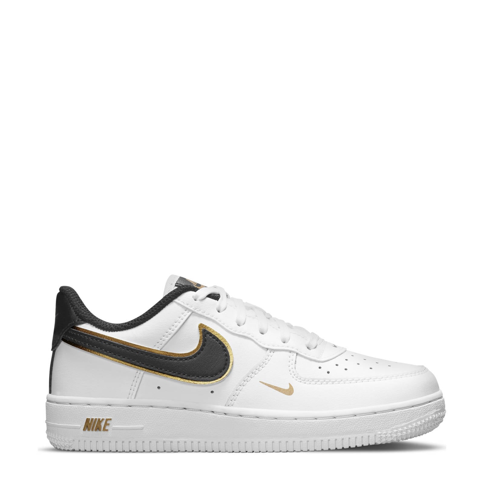 Nike Force 1 LV 8 sneakers wit/zwart/metallic goud | wehkamp