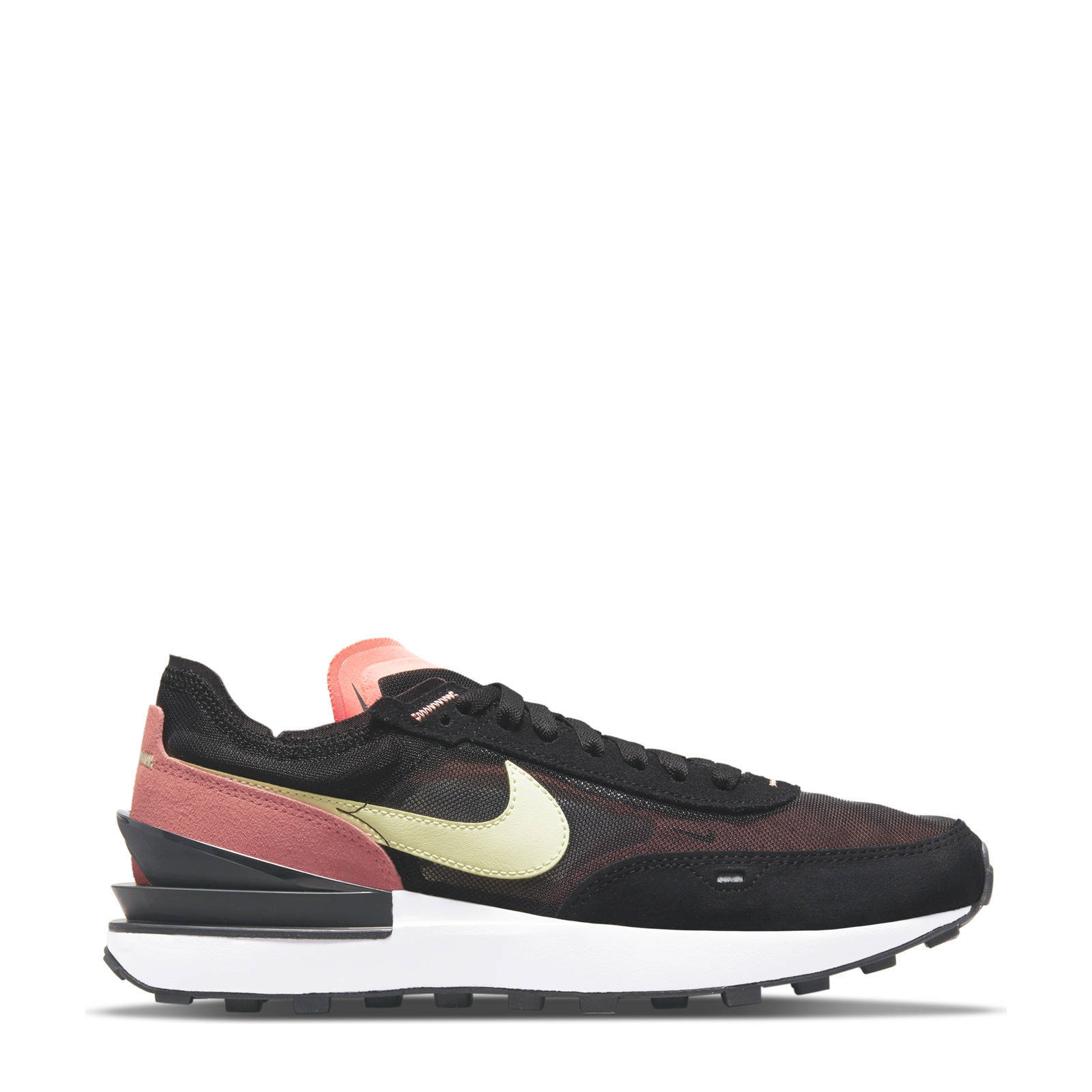 Nike Waffle One sneakers zwart/geel/zachtrood | wehkamp