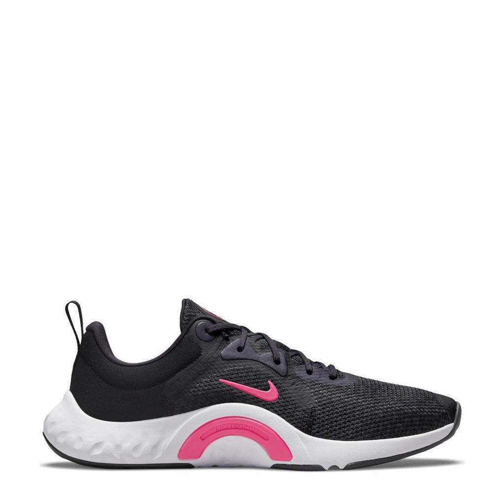 Zwart, roze en paarse dames Nike Renew In-Season Tr 11 fitness schoenen van mesh met veters