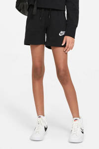 Zwarte meisjes Nike sweatshort van katoen met elastische tailleband met koord en logo dessin