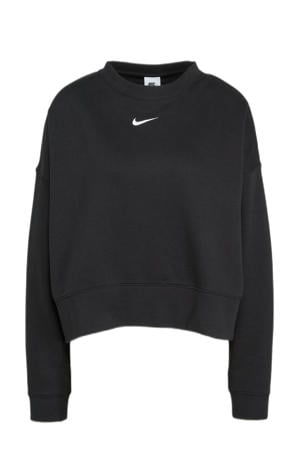 fleece sweater met logo zwart