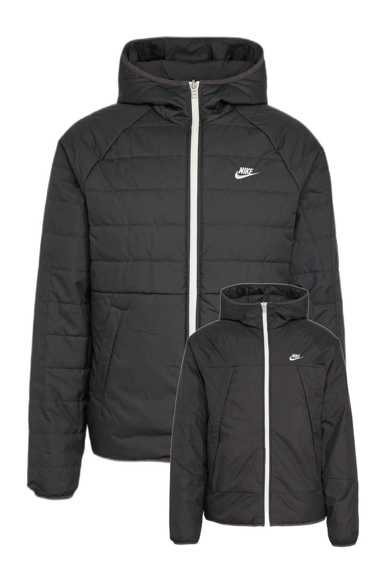 Nike Sportswear Therma FIT Legacy Omkeerbaar herenjack met capuchon Black/Dark Smoke Grey/Sail Heren online kopen