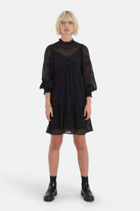 Shoeby Eksept semi-transparante jurk Jolie met ruches zwart, Zwart