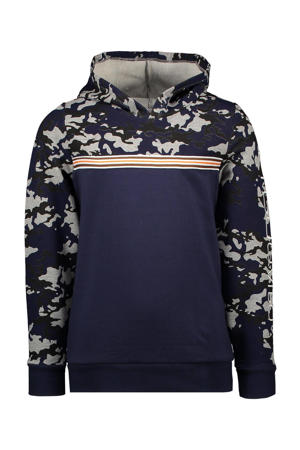 hoodie met camouflageprint donkerblauw
