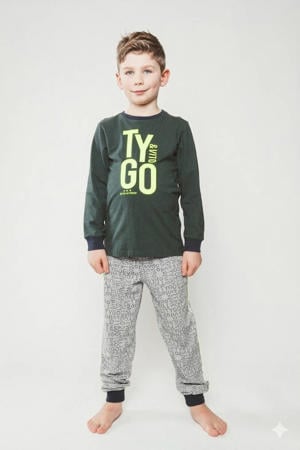 pyjama met logo donkergroen/grijs melange