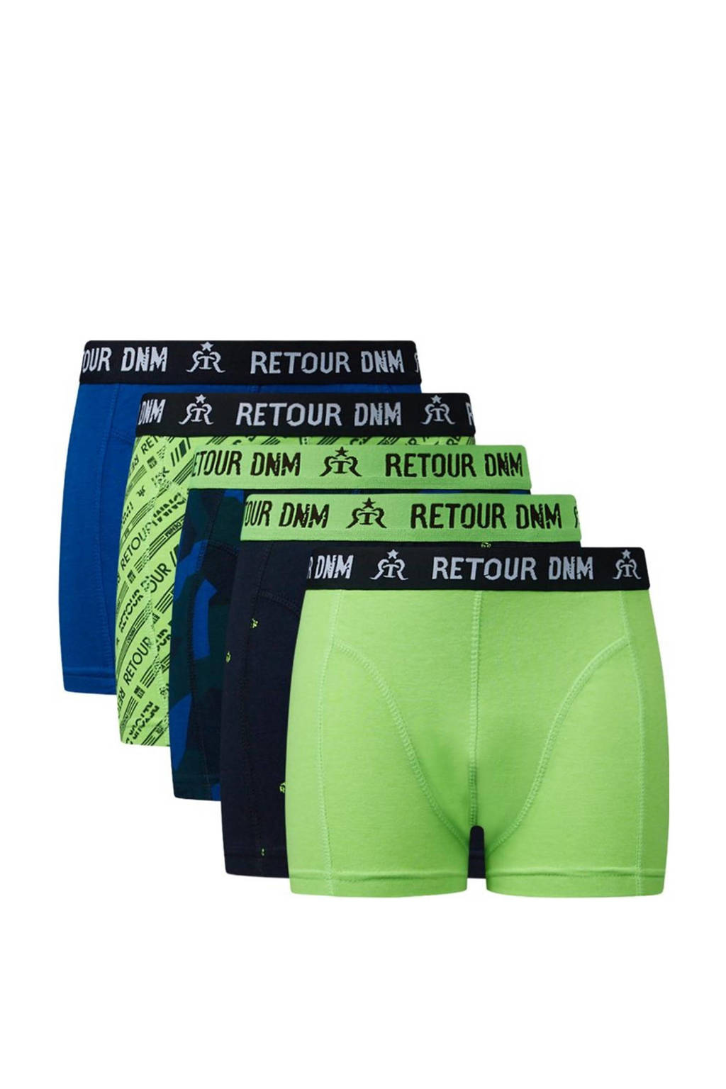 Retour Denim   boxershort Orjan - set van 5 neon groen/blauw, Neongroen/blauw