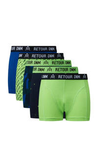 Retour Denim   boxershort Orjan - set van 5 neon groen/blauw, Neongroen/blauw