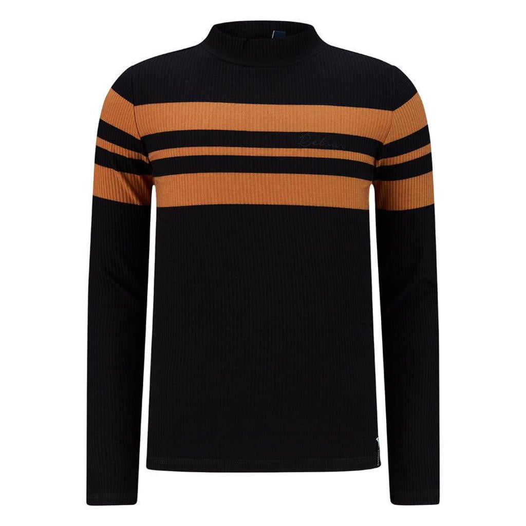 Zwarte meisjes Retour Jeans longsleeve Abadou karamel van polyester met meerkleurige print, lange mouwen en opstaande kraag