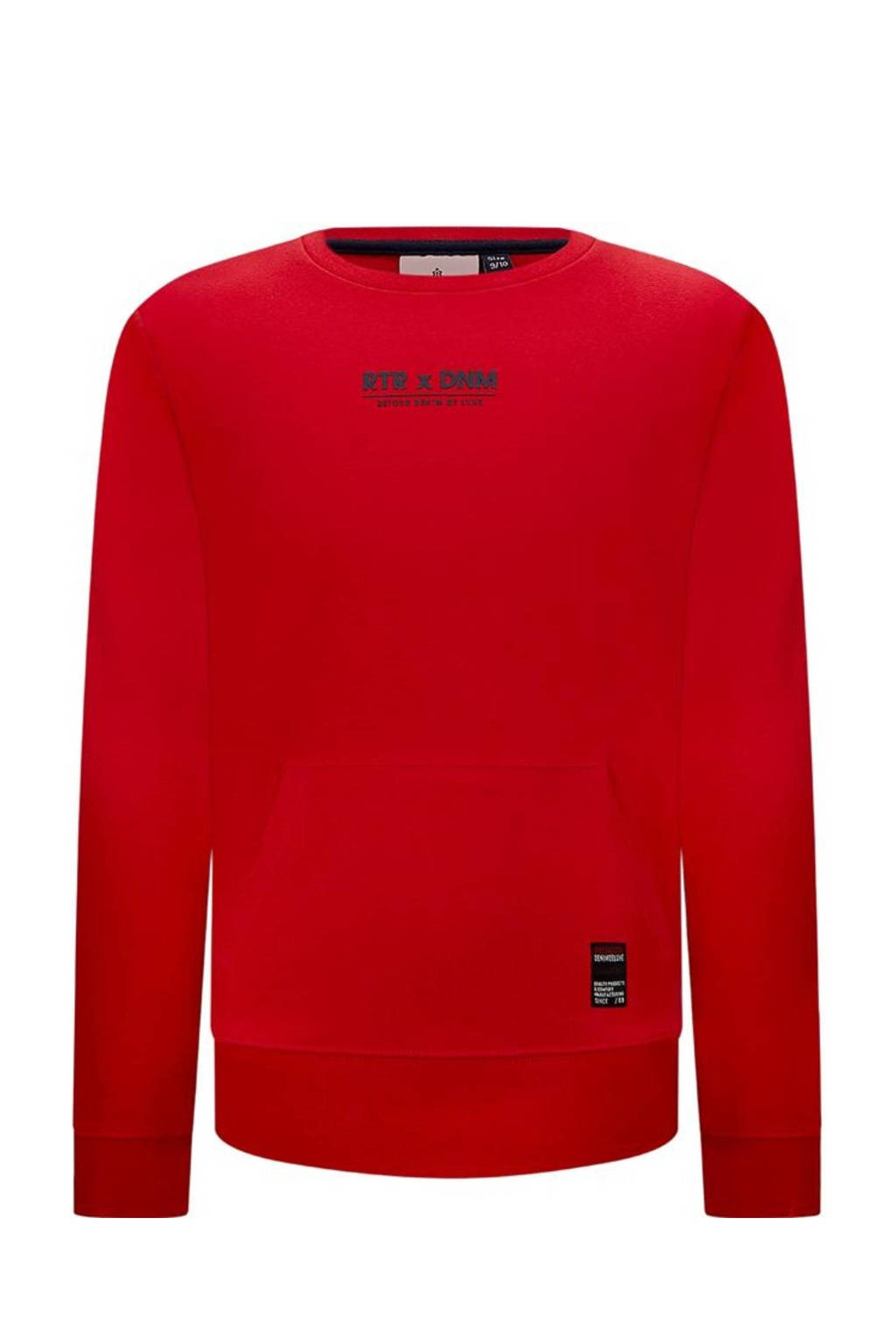 Rode jongens Retour Denim sweater Borya met logo dessin, lange mouwen en ronde hals