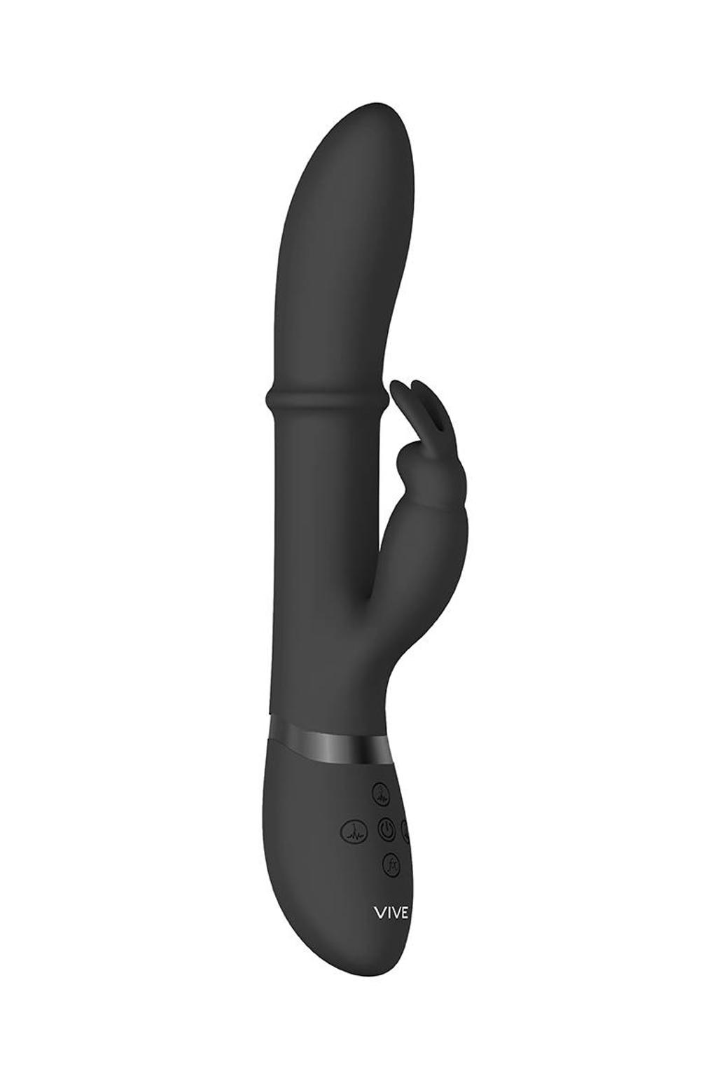 Vive Luxe Oplaadbare Siliconen Rabbit Vibrator Halo - Zwart