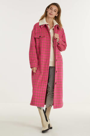  coat Lexie met pied-de-poule roze/bruin