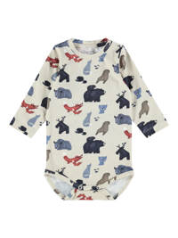 NAME IT BABY romper all over print NBMRASMUS wit, Ecru