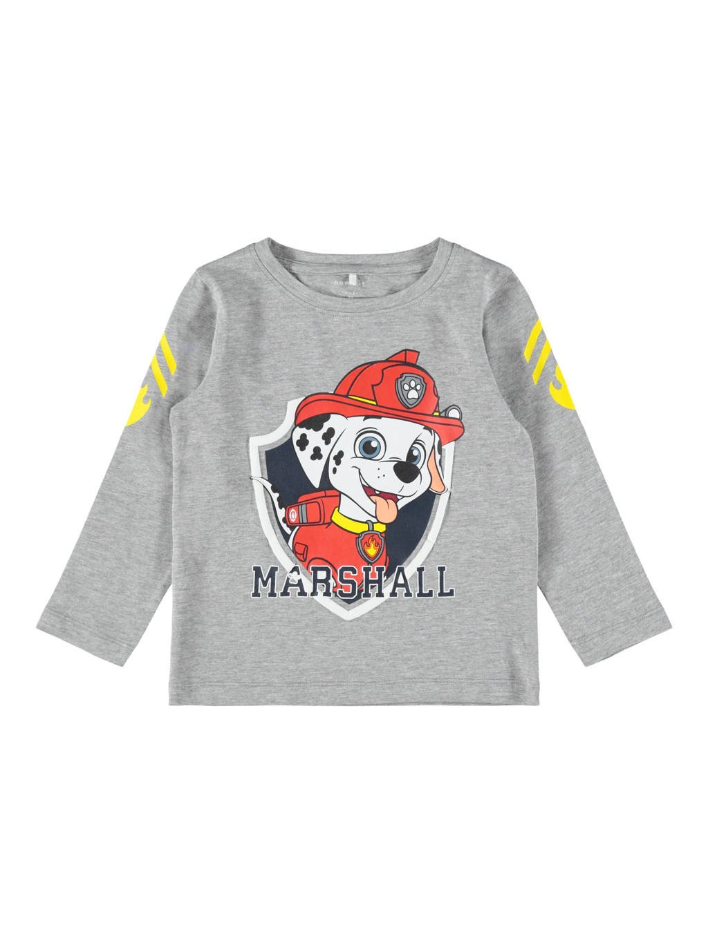 Grijs melange jongens NAME IT MINI Paw Patrol longsleeve melange van duurzaam stretchkatoen met lange mouwen en ronde hals