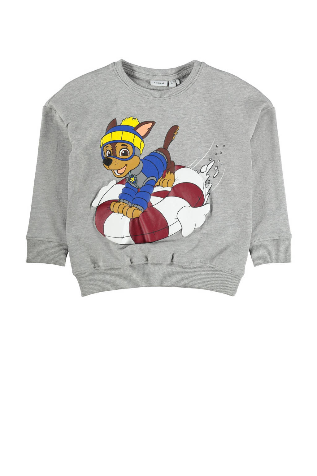 Grijs melange jongens NAME IT MINI Paw Patrol sweater melange met lange mouwen, ronde hals en geribde boorden
