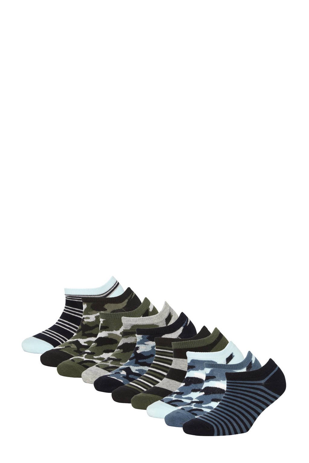 Apollo sneakersokken - set van 10 blauw/grijs, Blauw/grijs