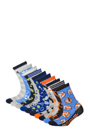 sokken - set van 10 blauw/grijs