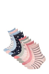 Apollo sokken - set van 10 blauw/roze