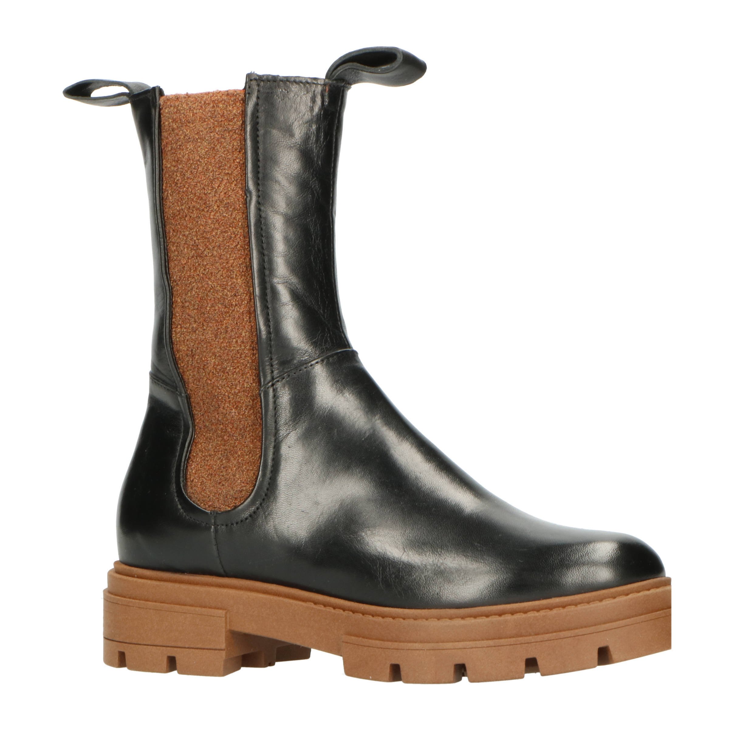 Mjus Beatrix Orzo M79225 hoge leren chelsea boots zwart/bruin online kopen