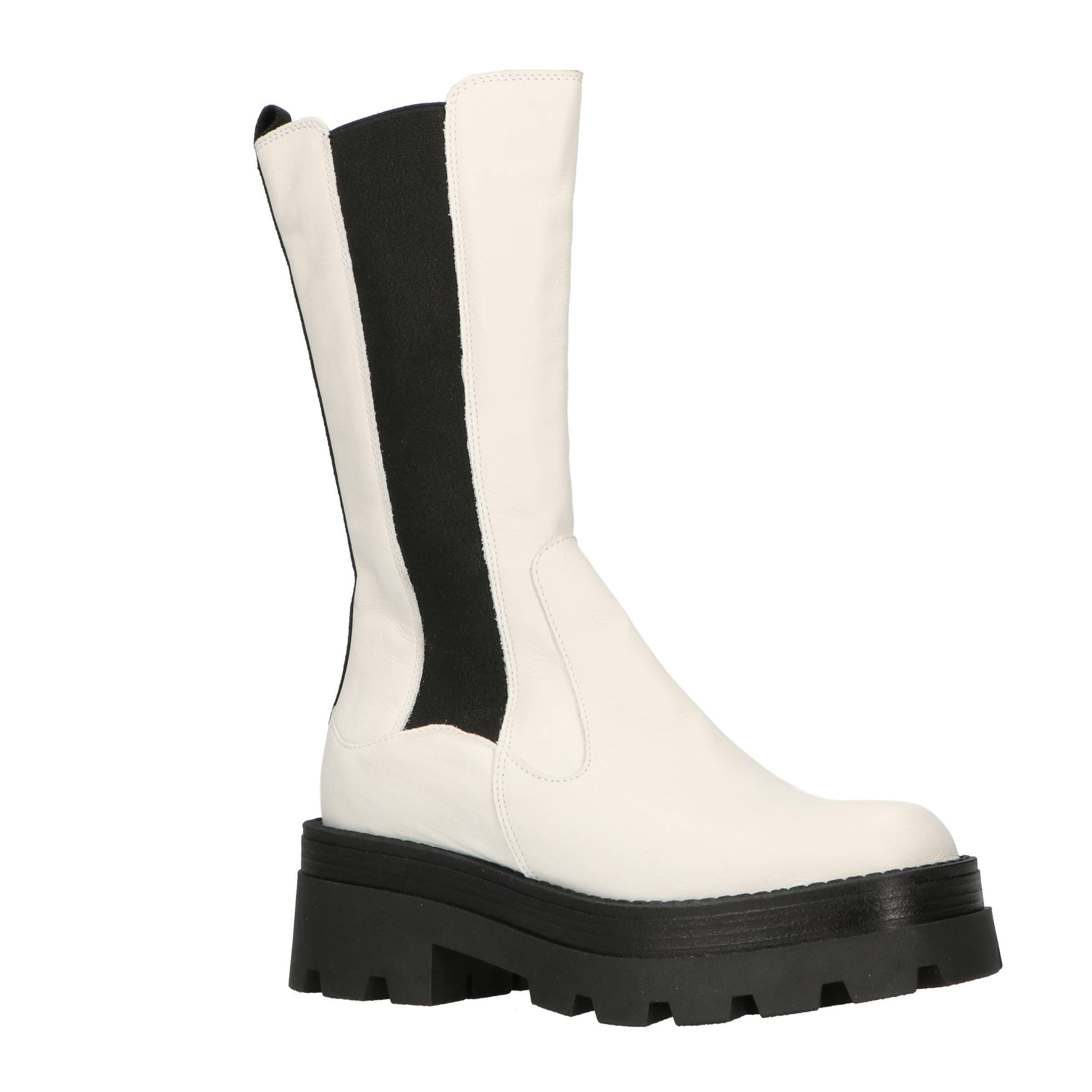 Mjus Lateral P33201 hoge leren chelsea boots off white | wehkamp