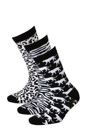 giftbox sokken - set van 3 zwart/wit